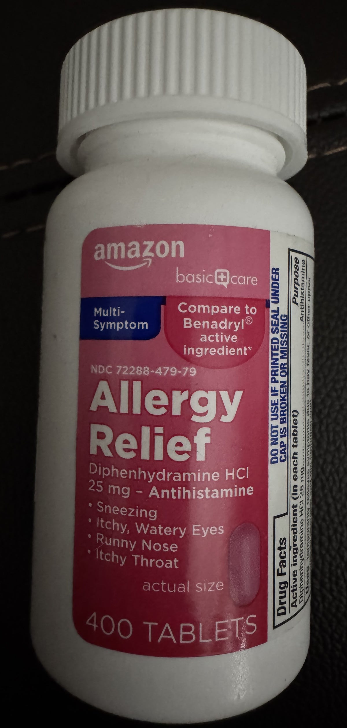 Amazon Allergy Relief Diphenhydramine HCl 25mg 400 Tablets